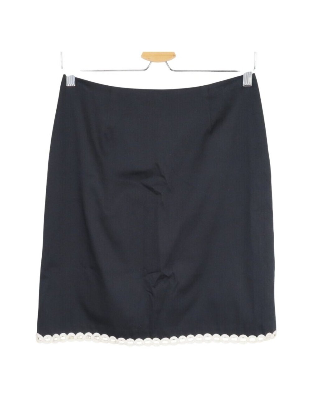 Trina Turk Womens 6 Black White Scallop Trim Hem Straight Pencil Skirt Career